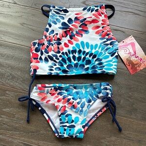 Kanu Surf UPF 50+ Daisy Tankini 2 piece red white/Blue bikini bottom,halter top